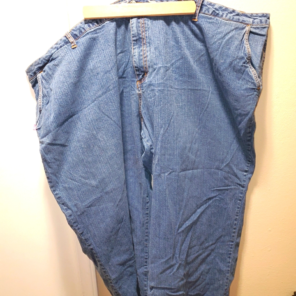 Woman Within light stonewash 5 pocket jeans